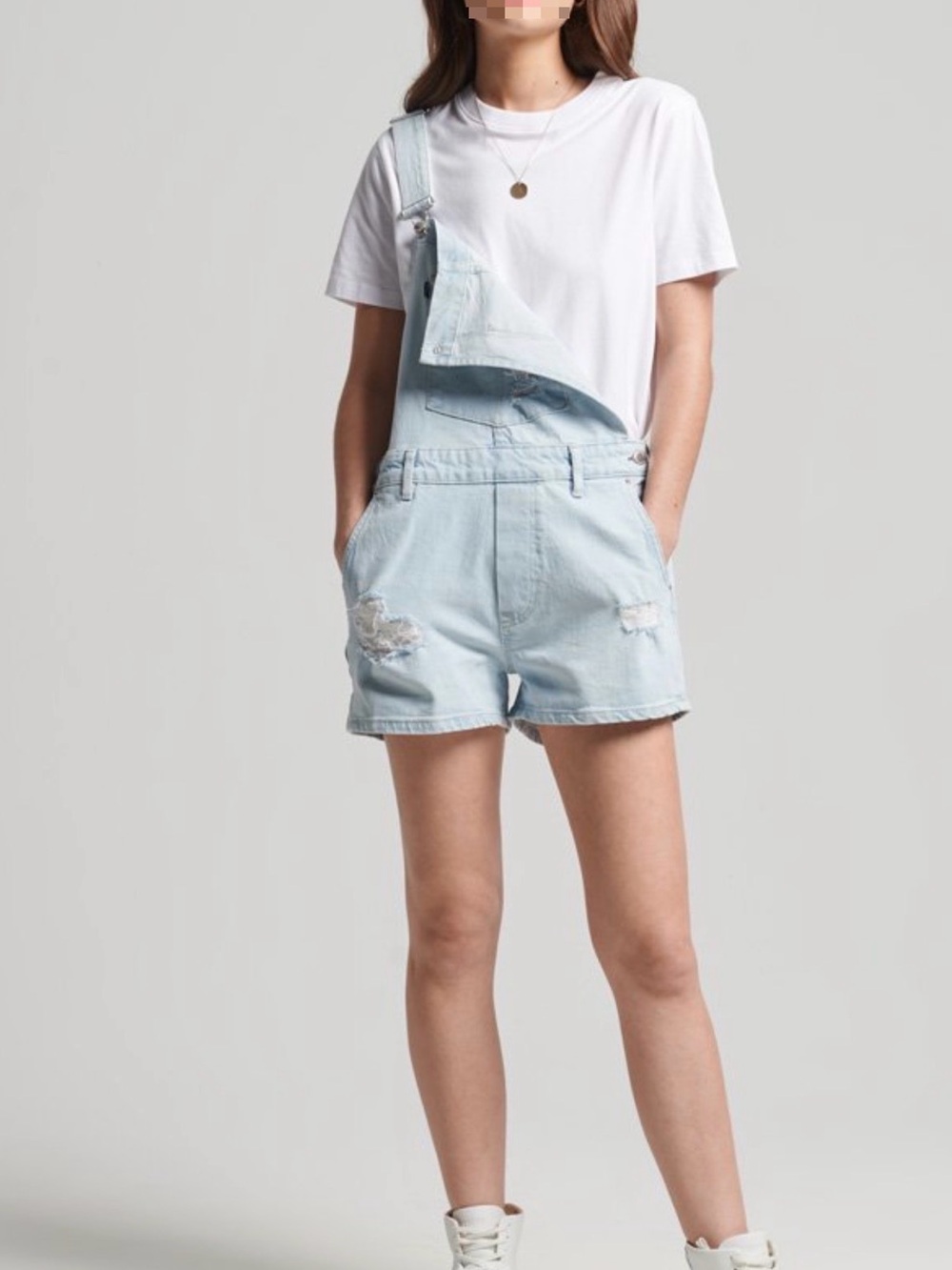 Superdry Vintage Dungaree Light Wash Denim Overalls Size 8